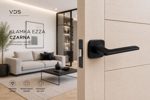 Klamka Ezza Czarna VDS – Nowoczesna Klamka Premium na Kwadratowej Rozecie Slim