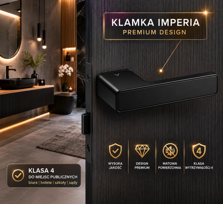 Klamka Imperia czarna z zamknięciem – minimalistyczny design i wygodne rozwiązanie