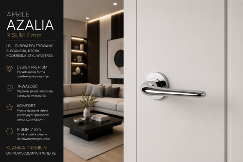 Chrom polerowany – ponadczasowy wybór do eleganckich wnętrz-Klamka APRILE AZALIA