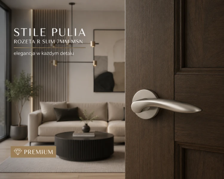 Klamka STILE PULIA R SLIM 7 mm MSN Nikiel – nowoczesna klamka premium do drzwi wewnętrznych