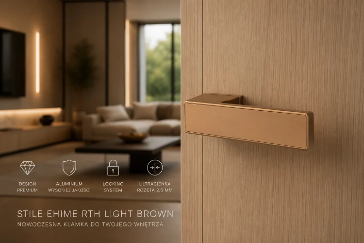 Klamka STILE EHIME RTH Light Brown Locking System – jasny brąz | Designerska klamka z blokadą do  drzwi