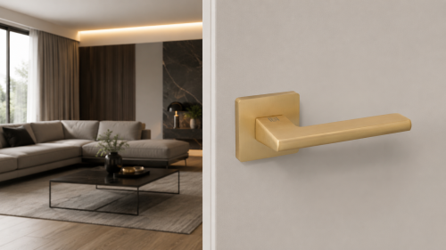 Klamka GIZA  satyna mosiądz BLITZ – elegancja premium