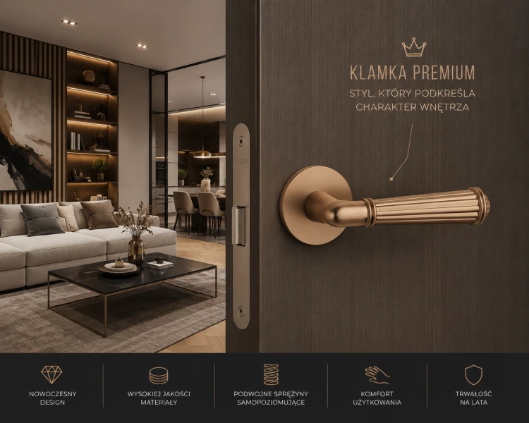Klamka STILE ARIDA ROZETA R SLIM 7MM LIGHT BROWN – jasny brązowy | Designerska klamka premium do nowoczesnych drzwi