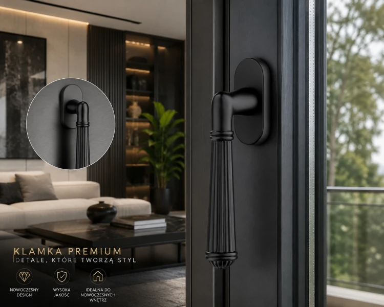Klamka okienna STILE ARIDA R BLACK – nowoczesny minimalizm w eleganckim wydaniu