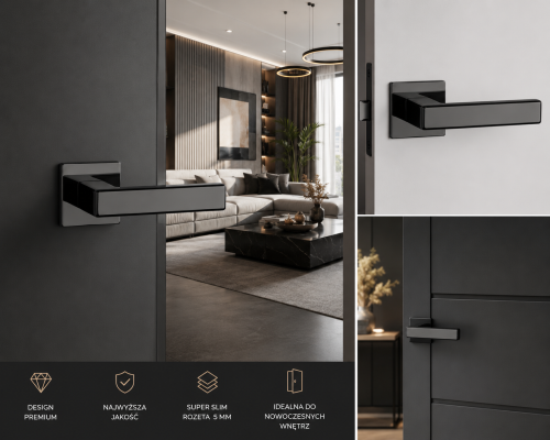 Designerska klamka APRILE TILIA Q SUPER SLIM 5 mm PVD – luksusowy antracyt i najwyższa trwałość