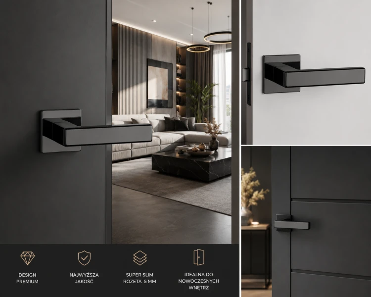 Designerska klamka APRILE TILIA Q SUPER SLIM 5 mm PVD – luksusowy antracyt i najwyższa trwałość