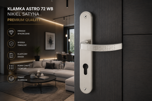 Klamka ASTRO 72 WB nikiel satyna – elegancka klamka na wkładkę patentową o ponadczasowym designie