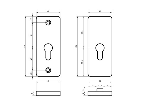 Szyld zewnętrzny BARON Inox 95 na wkładkę | ALUBRASS | klamkizamki.pl