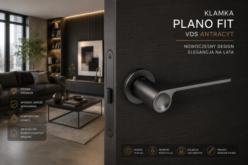 Klamka Plano Fit antracyt VDS – nowoczesna klamka do drzwi w modnym wykończeniu