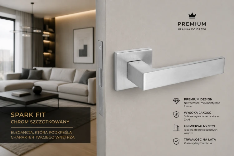 Klamka Spark Fit chrom szczotkowany – minimalistyczny design i wysoka trwałość