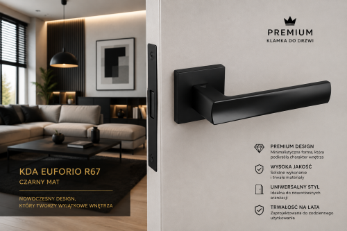 Klamka VDS KDA Euforio R67 czarny – minimalistyczny design do nowoczesnych wnętrz klamkizamki.pl