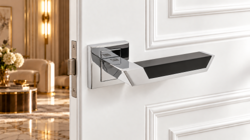 Klamka YORK ALUBRASS czarny chrom – rozeta kwadratowa