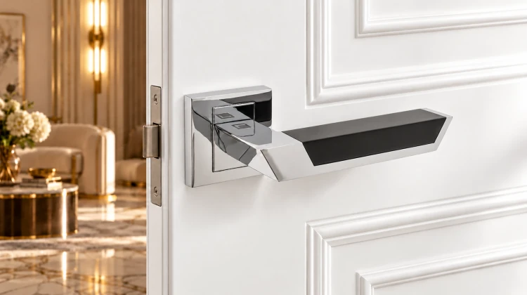 Klamka YORK ALUBRASS czarny chrom – rozeta kwadratowa