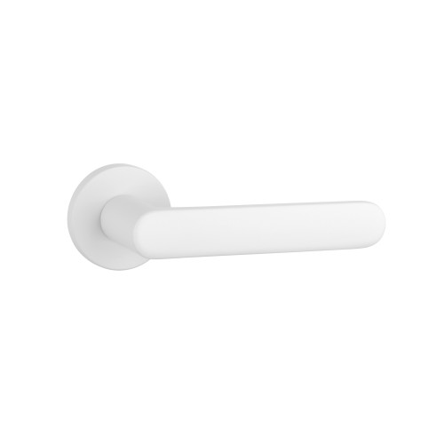 Klamka APRILE STRELITZIA R LOCK WHITE RIGHT – biała matowa, rozeta okrągła SLIM 7 mm